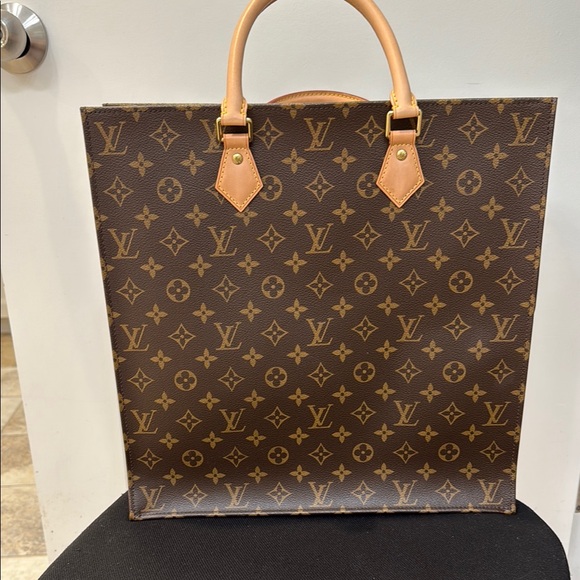 Louis Vuitton Brown and Tan Monogram Square Tote - Picture 1 of 9